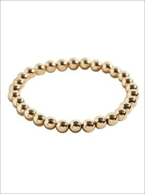 Gold-Filled Stretch Bracelet - 6mm Beads, 7 inch